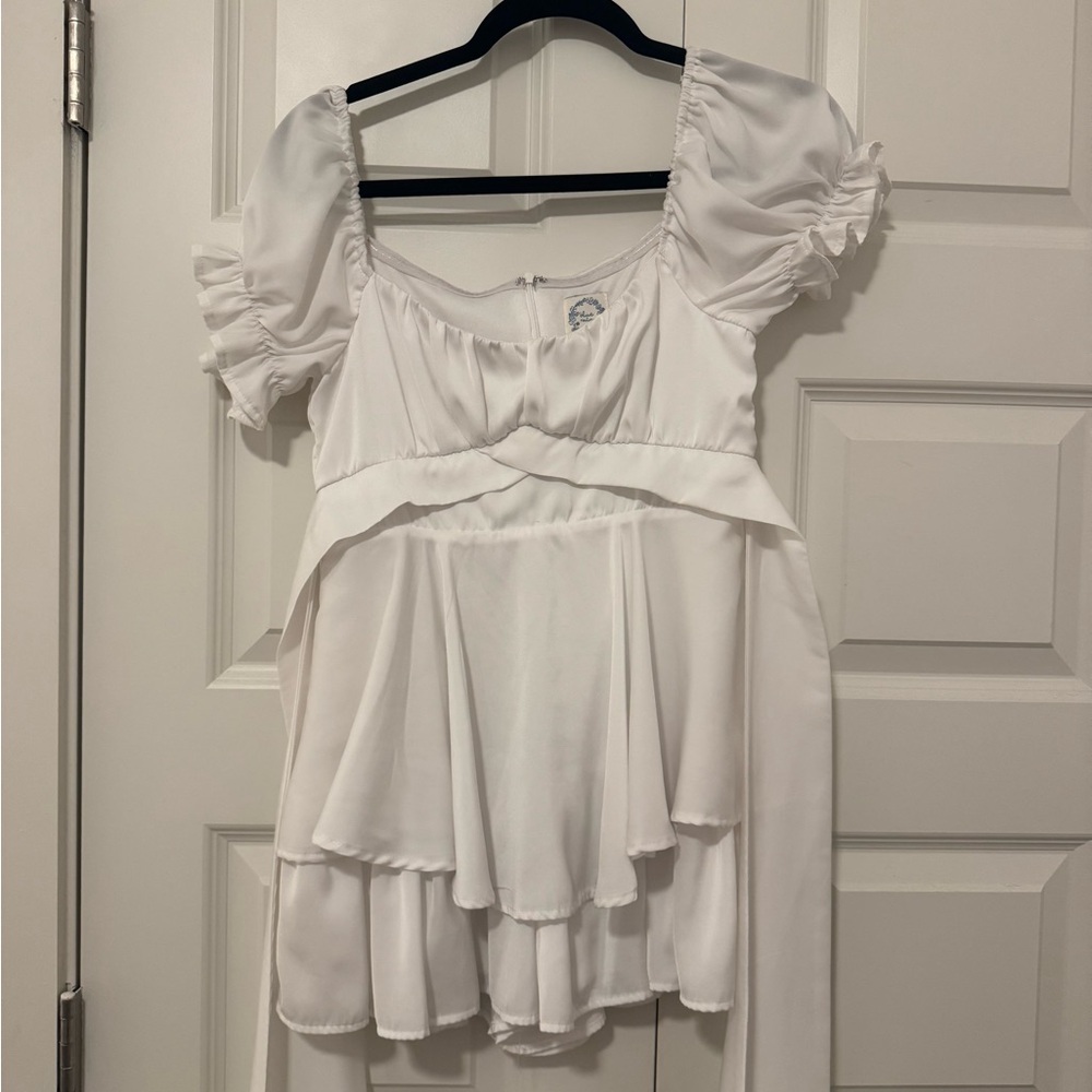 White Ruffled Layered Dress